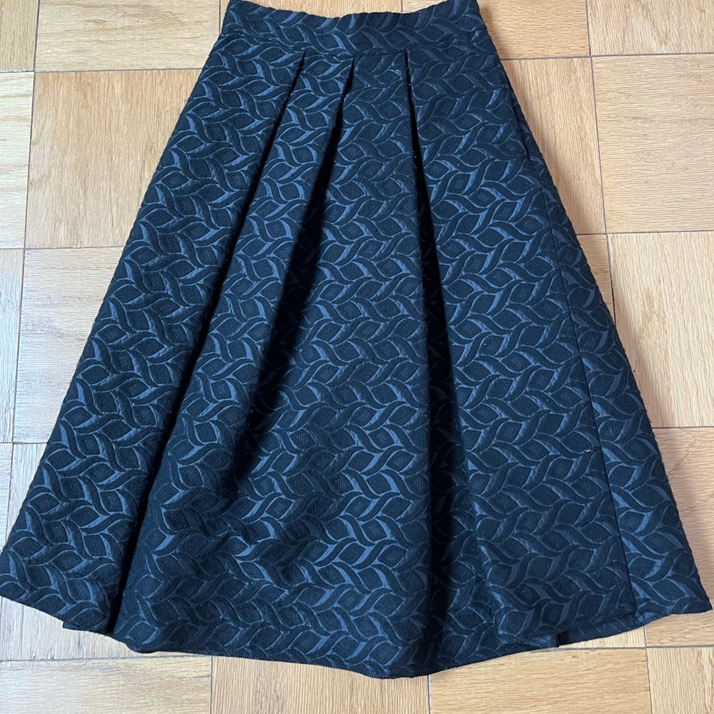 Zara Black Maxi A-Line Pleated Skirt